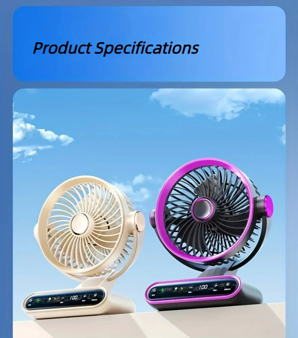 Air Circulation AI Fan Desktop Portable Rechargeable Fan Smart 100 Speed Stepless Quiet Brushless Motor Type-C Baby Sleep Wind