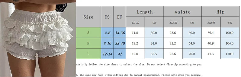 Coquette Y2K Fairy 00s Retro Kawaii Multi-layers Ruffles Bloomers Cutest Vintage Japanese Style Frill Lace Shorts Women Costume
