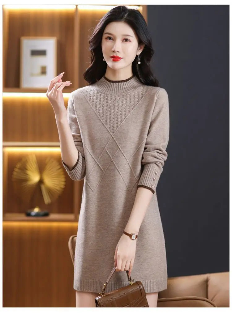 Women's Turtleneck Knitwear Top Long Sleeve Pullover Sweater Woman Clothing Fall Winter Knit Basic Blouse Wool Ladies Sweater