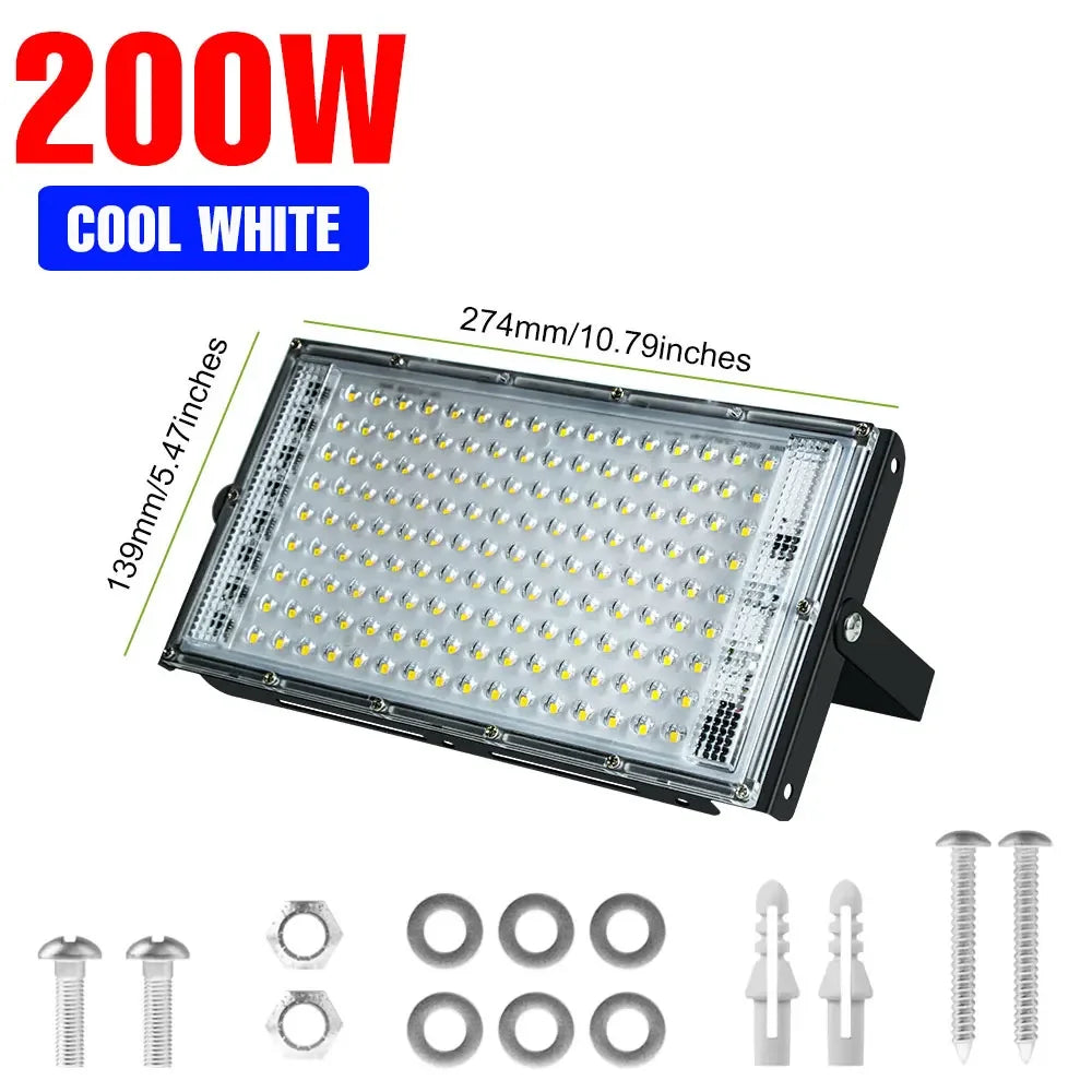 200W Outdoor LED Flood Light IP65 Waterproof Street Lamp 220V Spotlight Storage Room Corridor Gardn Lighting Cold/Warm White