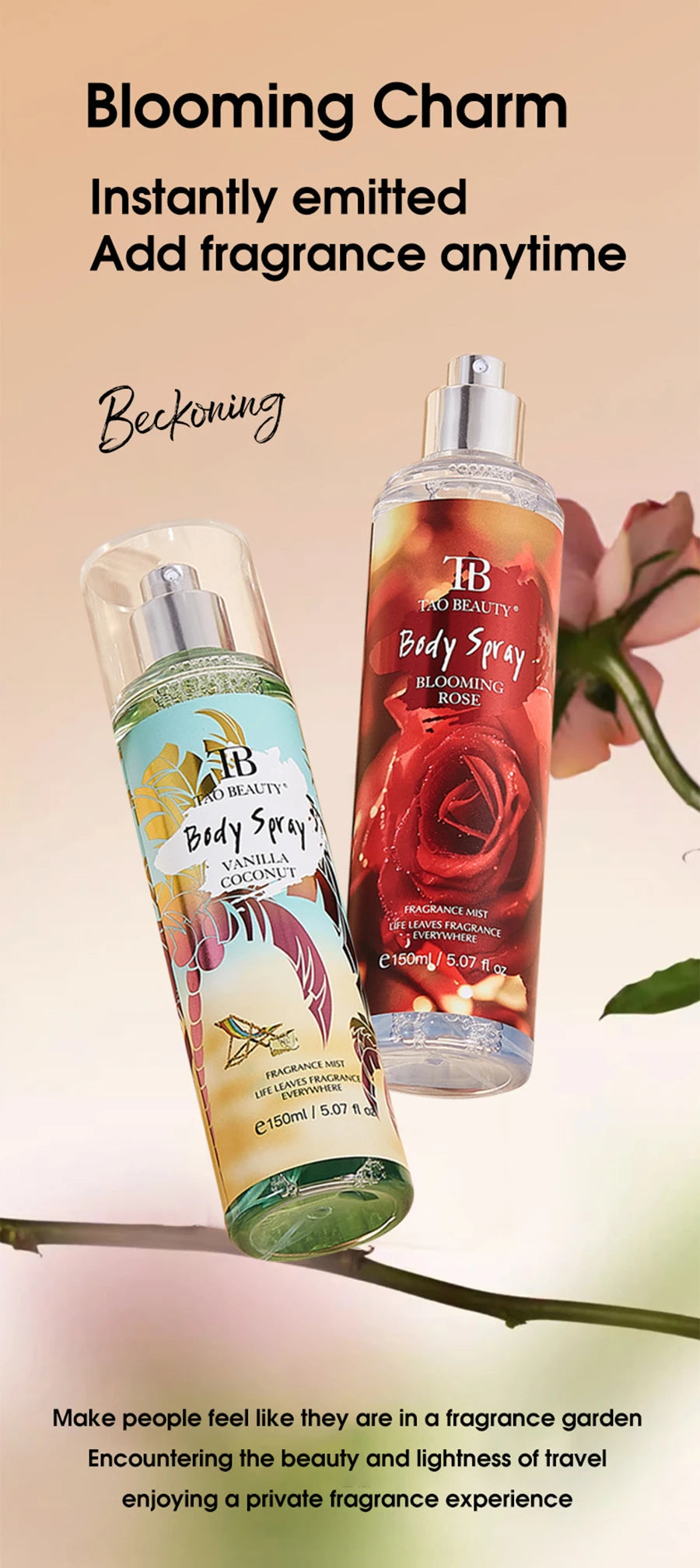 150ml Fragrance Spray, Long-Lasting Perfume, Light Floral Fruity Scent, Rich Rose Blackberry Botanical Fresh Scent Spray