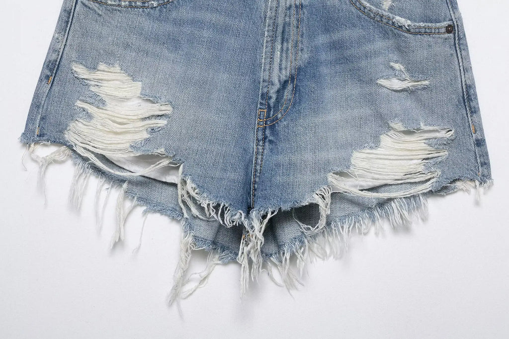 HH Women's High Waisted Denim Shorts Summer Ripped Jean Shorts Frayed Hem A-Line Casual Beach Party Hot Pants Streetwear