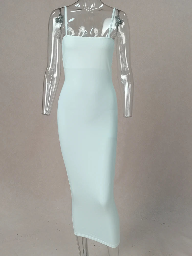 2025 New Spring Summer Women's High Elastic Sleeveless Backless Dress Long Sling Dresses Club Sexy Suspender Dress