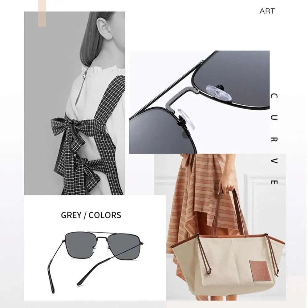 1 Pcs Trendy Metal Double Bridge Fishing Sunglasses Colored UV400 Ocean Lens Shades Square Metal Sunglasses for Men & Women