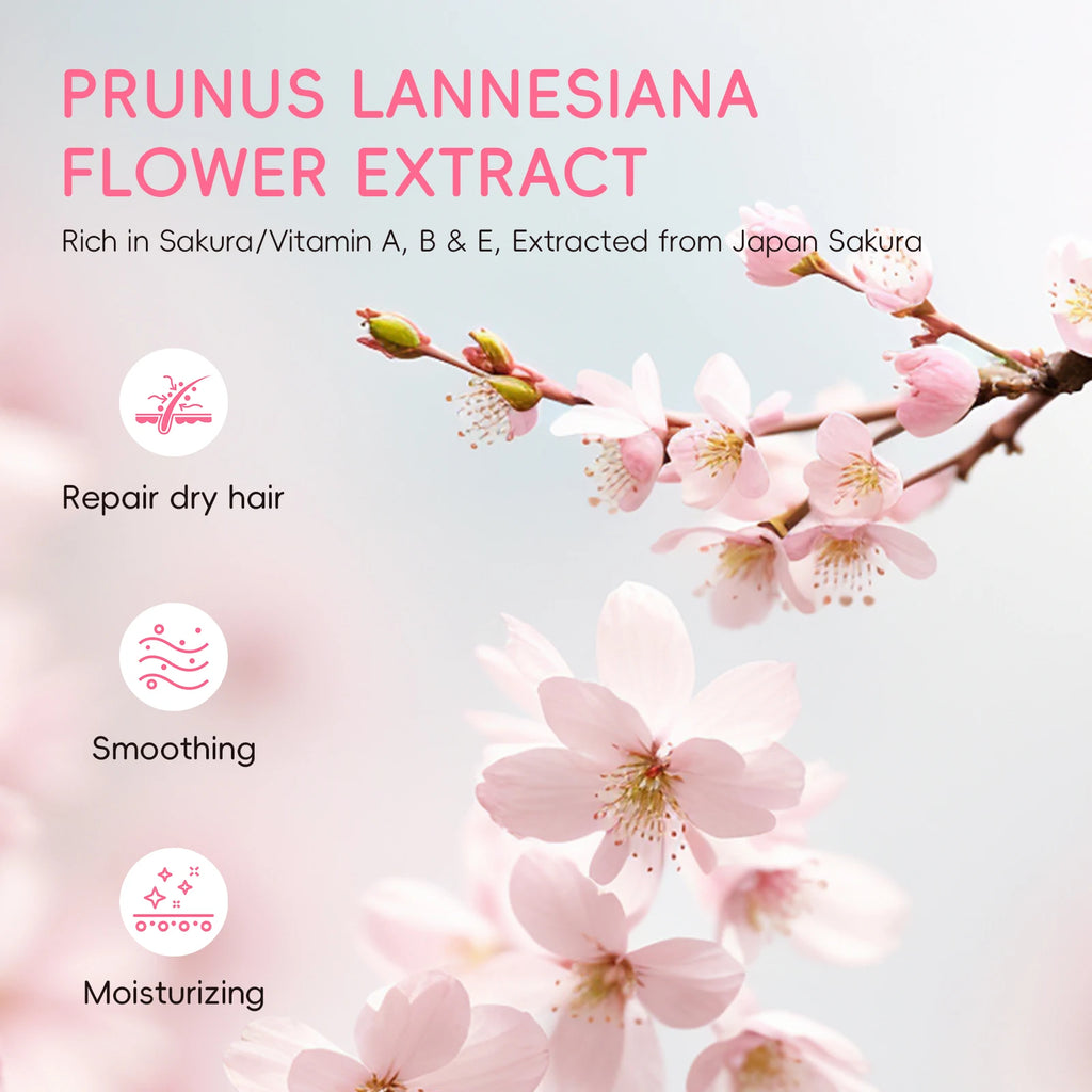 LAIKOU Japan Sakura Hair Conditioner Moisturizing Conditioner Smooth Shine Treatment Floral Scent Hair Repair 400ml