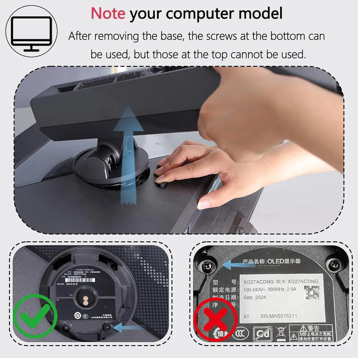 PG32UCDM VESA Mount Adapter Compatible with ASUS ROG 27" 32" 34" Strix and Swift Series Monitor –75x75 to 100x100 Wall Mount