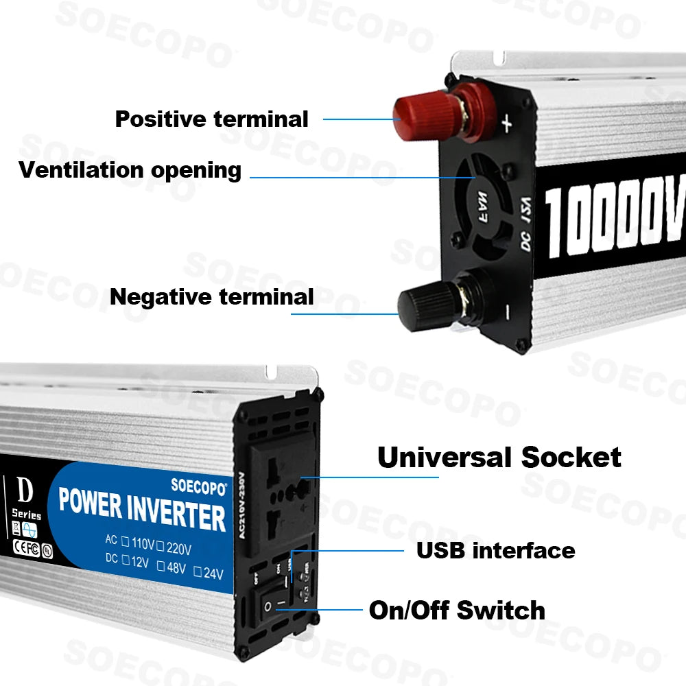 SOECOPO 10000W High-Efficiency Solar Kit 2x800W Panels 100A Controller 12V to 110V 220V Inverter for Boat RV Camping Off-Grid