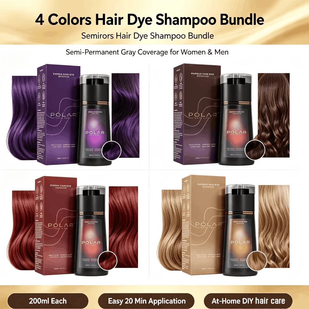 Hair Dye Shampoo Semi Permanent Hair Color Shampoo For Gray Hair Cover Women Men Black Brown Purple  Home Hair Dye Kit