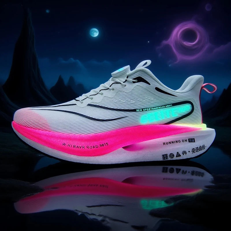 Men Running Shoes Carbon Board Speciality Marathon Sports Breathable Lightweight Women's Comfortable Athletic Nonskid Sneakers
