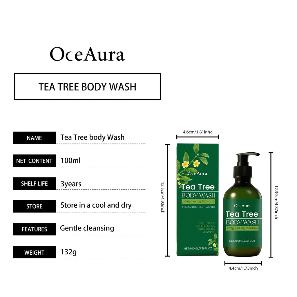OceAura Tea Tree Body Wash Nourishing Skin Gentle Care Wash Away Dirt Eliminate Body Odors Strengthen Skin Barrier Shower Gel