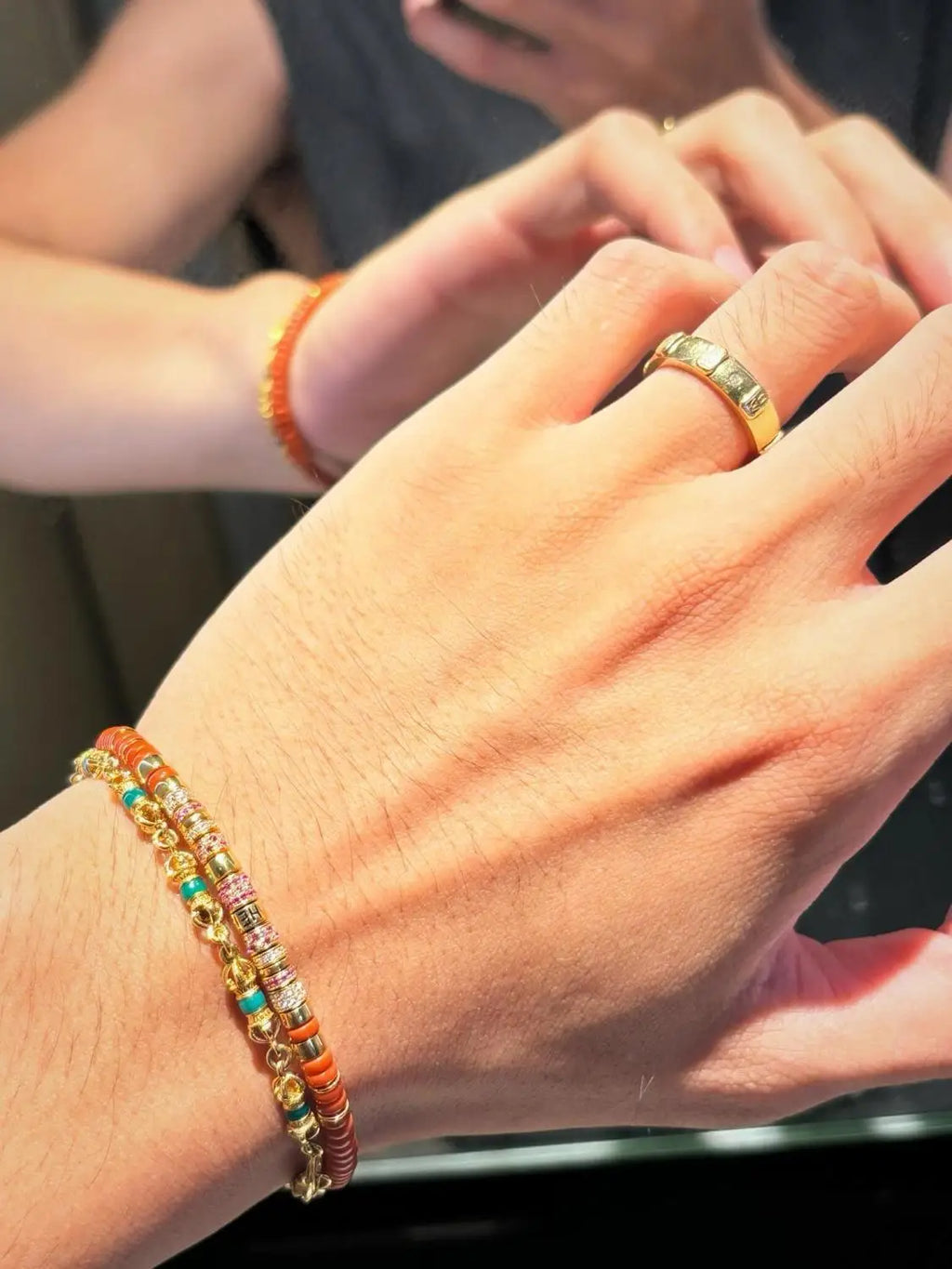 9999 24K real gold Tibetan-style turquoise beaded bracelet ancient color vajra accessories bracelet men and women