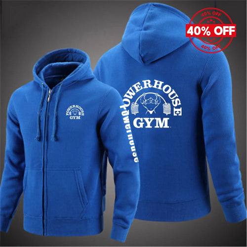 2025 Spring And Autumn Man's Loose Comfortable Versatile Hoodies Coat Powerhouse Gym Logo Logo Print Zipper Hooded Slim Jacket