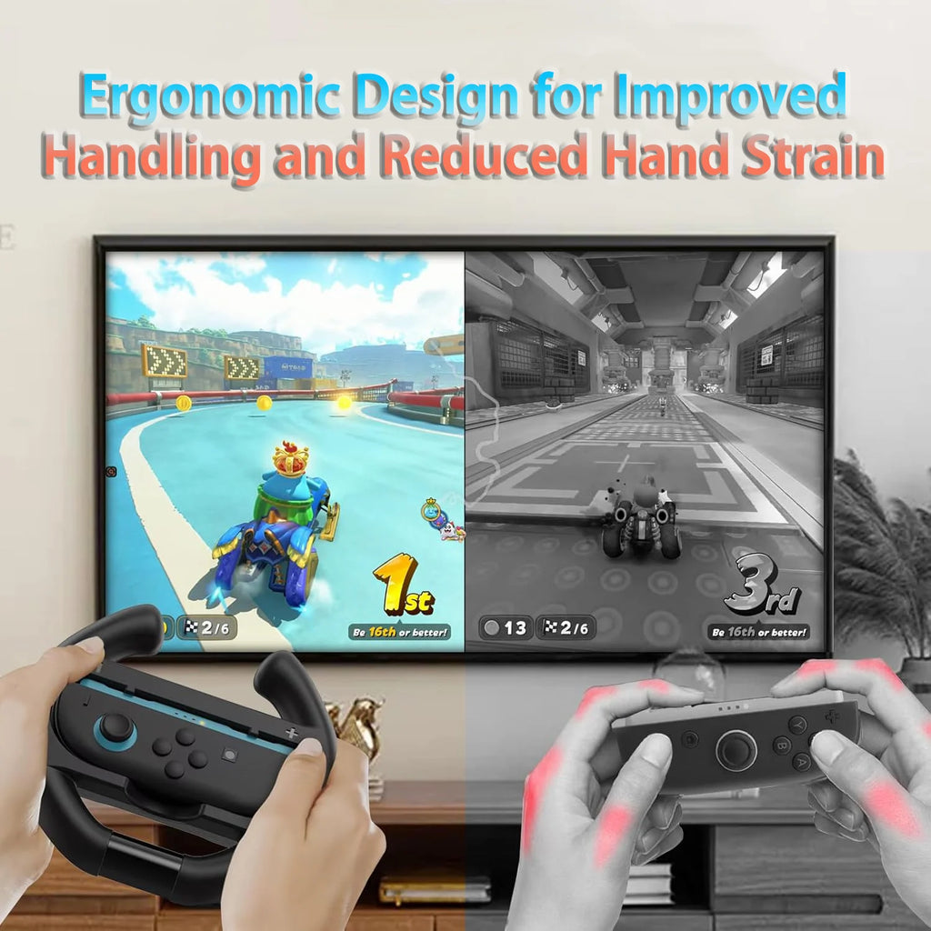 For Switch2 4-In-1 Steering Racing Wheel Controller Grip Left and Right Jon-Con Accessories 2 Hand Holder for Mario Kart World