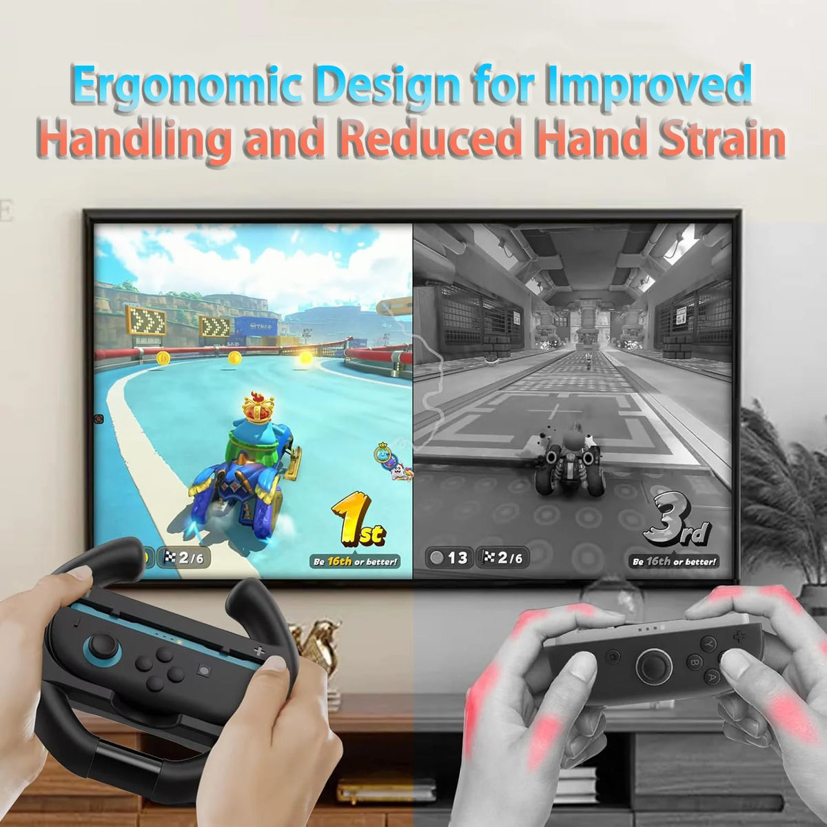 For Switch2 4-In-1 Steering Racing Wheel Controller Grip Left and Right Jon-Con Accessories 2 Hand Holder for Mario Kart World