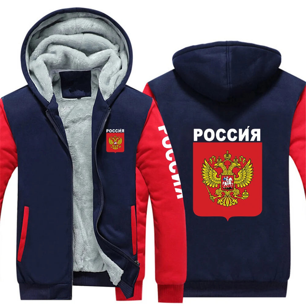 2025 Russia Badge Jacket Autumn And Winter Man's Cold Resistant Mountaineering Clothing Coat Russian Flag Logo Print Hoodies