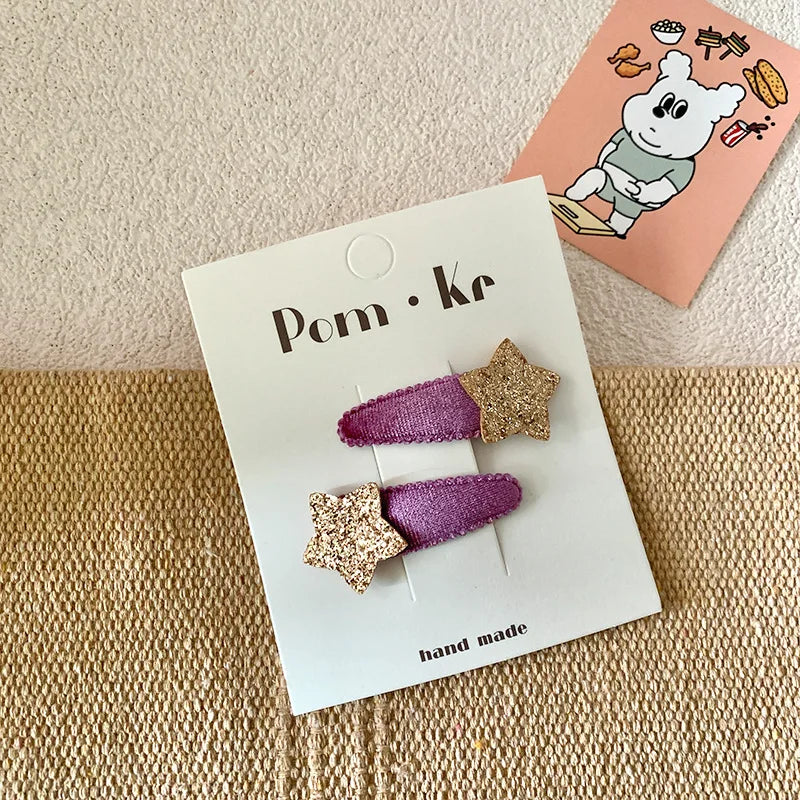Kids Hair Clips Flocked Glitter Star Snap Clips for Toddlers Girls Soft Front Hair Clips Fall Winter Boho Hair Accessories New