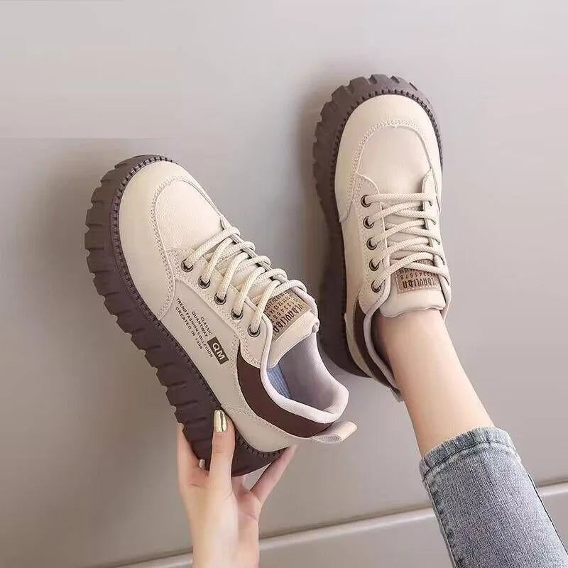 New 2025 Spring and Summer Height Increasing Board Shoes Women's Casual Shoes Student Shoes Anti Slip White Sneakers for Women