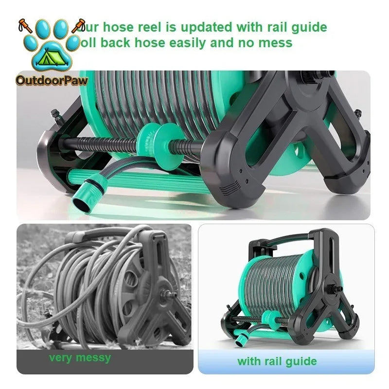 High Quality Mint Blue 20m 30m 40m Portable Plastic Water Hose Reel Garden Hose Reel Cart with Water