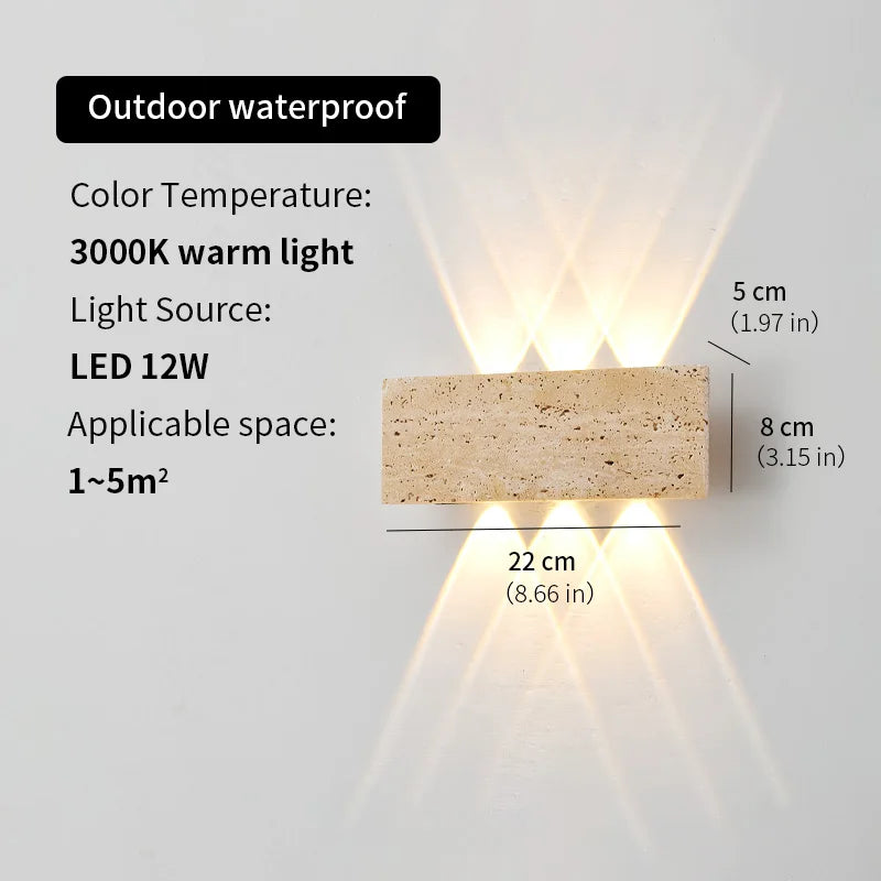 Wabi-sabi LED Wall Lamp Garden Light Stone IP65 Outdoor Waterproof Bedside Retro Sconces Lighting Fixture Home Decoration Indoor