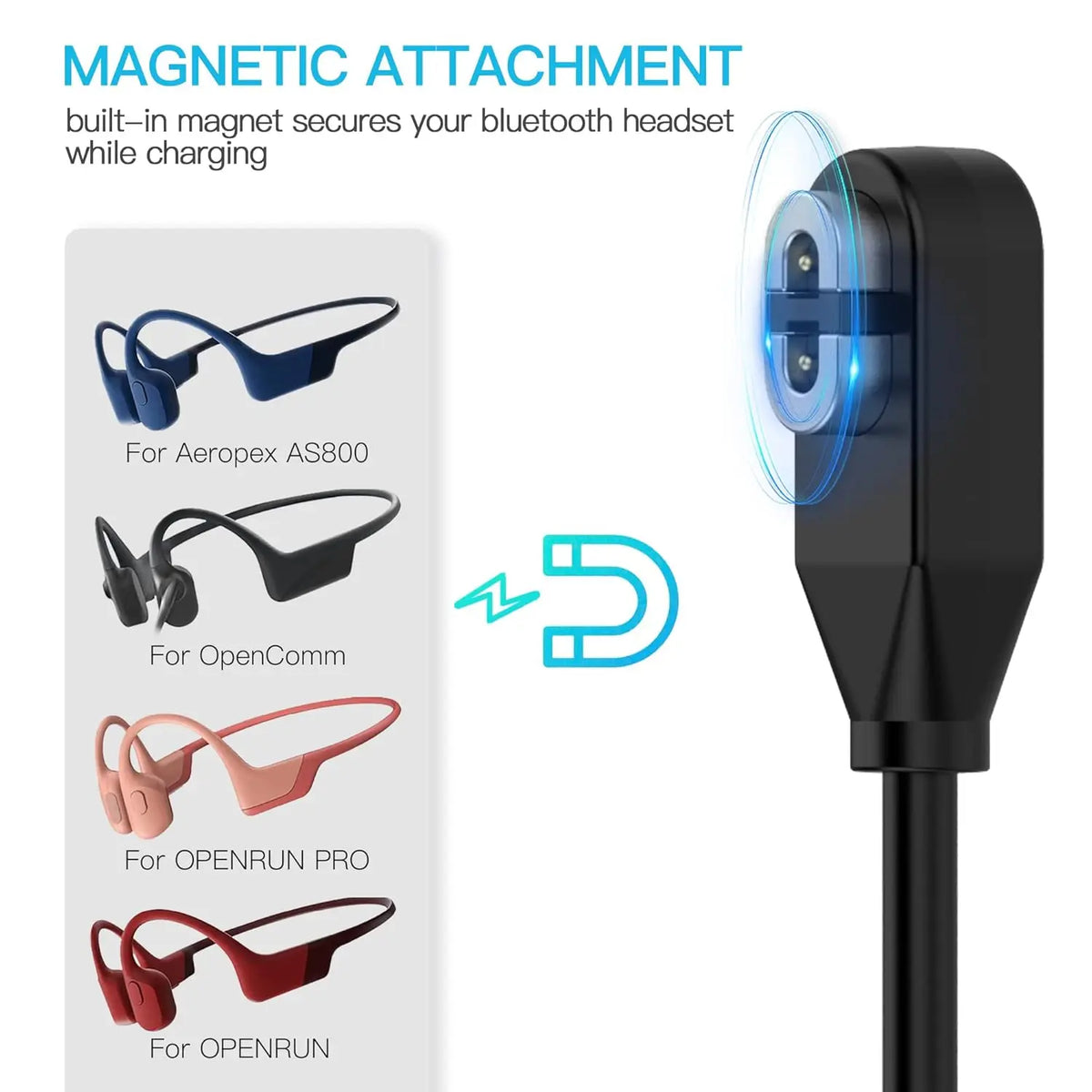 Headphone Charger Cable USB C to Shokz Magnetic Charging Cord Compatible for Aftershokz AS800,  OpenRun Bone Conduction Charger