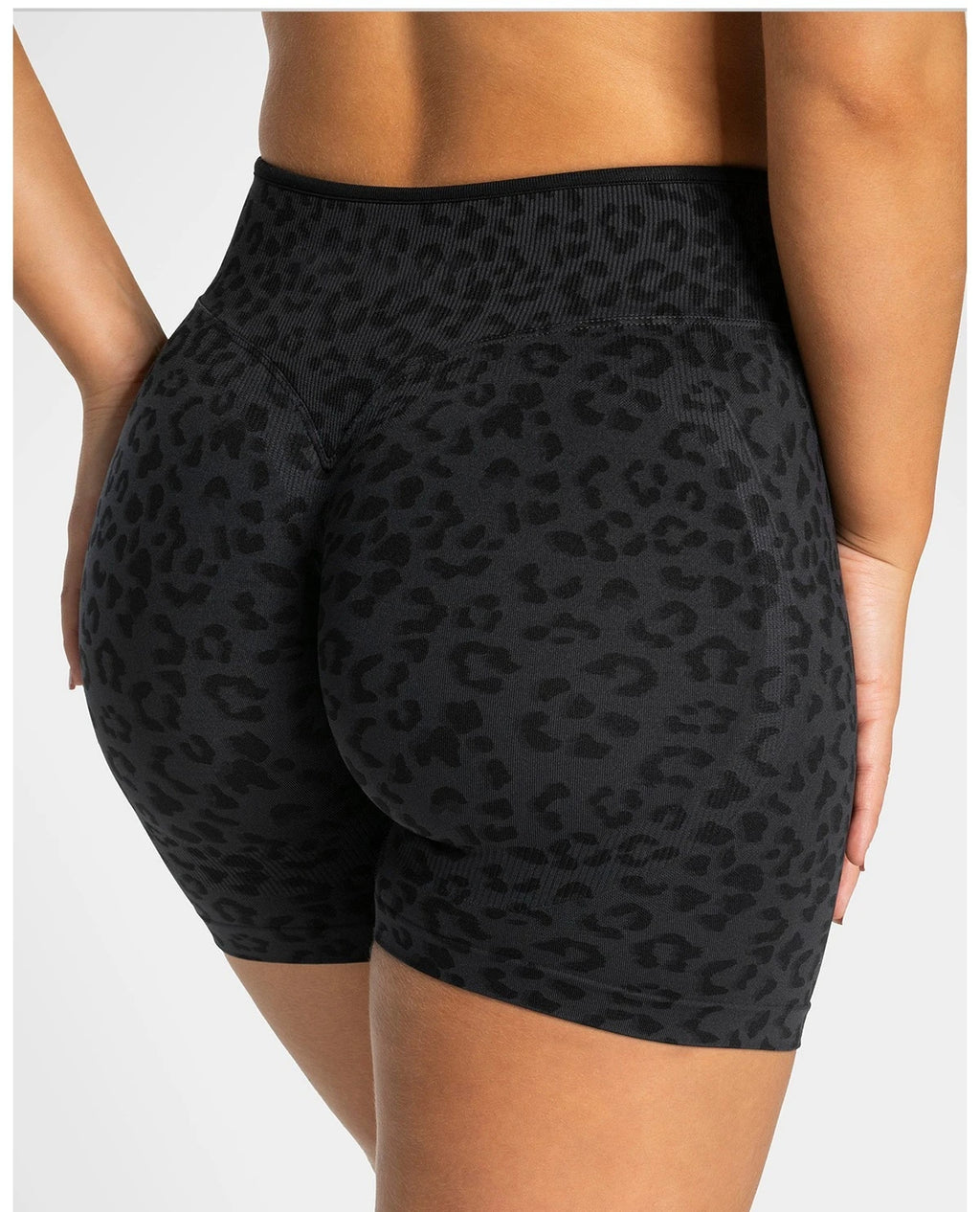Custom LOGO women's hot-selling in high waist belly leopard print  colors seamless yoga hip lift tight running sports shorts