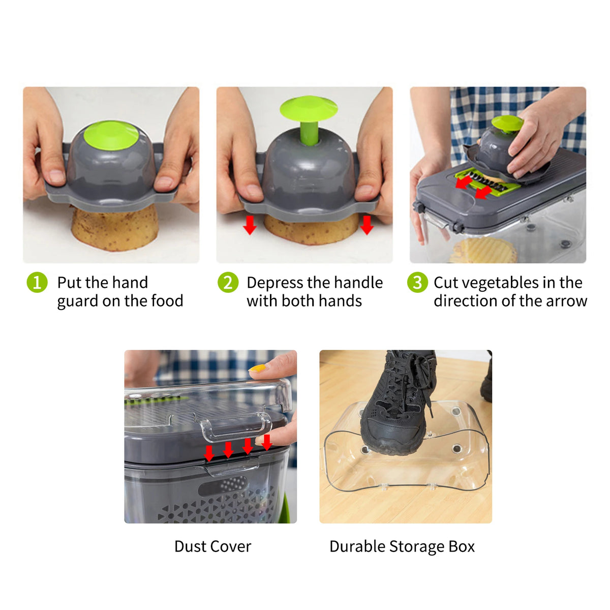 22 in 1 Multifunctional Vegetable Chopper Manual Chopper with Container Food Chopper Cutter for Onion Garlic Carrot Potato With