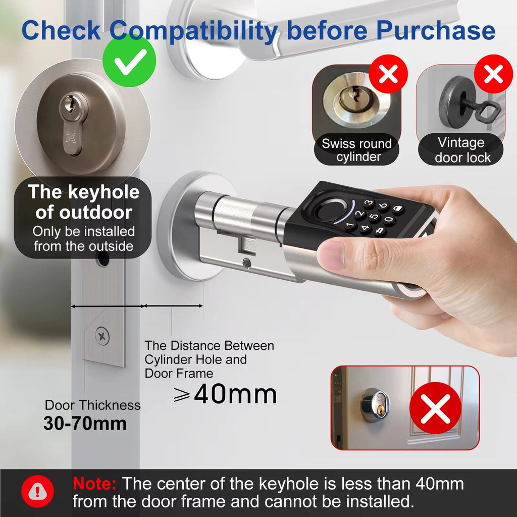 WELOCK TOUCA51 Smart Lock Fingerprint & Keypad Entry, Keyless Door Lock for Home/Office