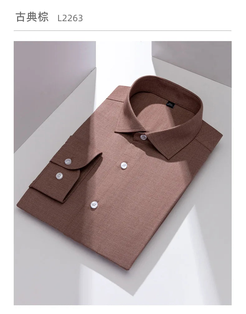 Windsor Collar French Shirt Men's Wrinkle-free Long-sleeved Twill Business Light Luxury Men's Casual Workwear Shirt for Men