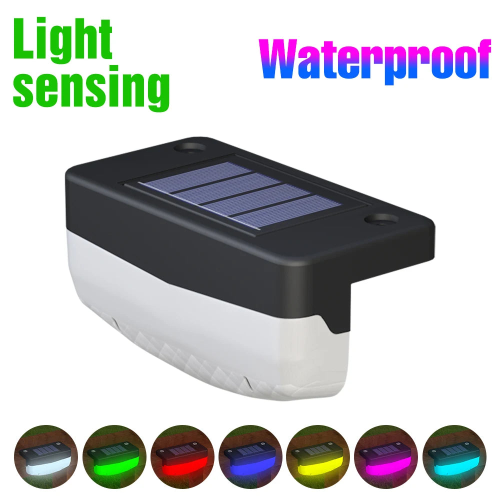 Solar LED Lamp Outdoor Stairs Step Lights Waterproof Garden Courtyard Railing Fence Corridor Atmospheric Decoration Lighting
