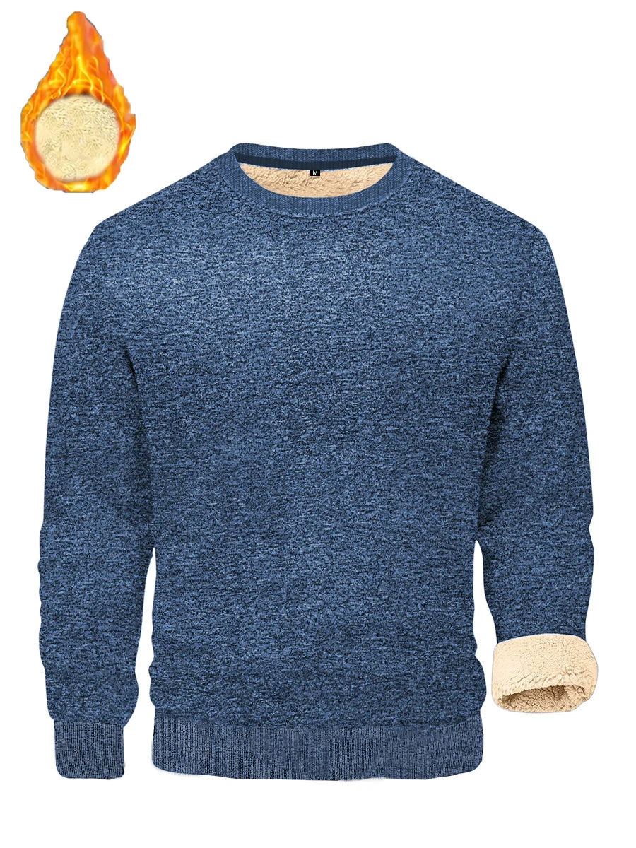 Lamb Fleece Round Neck Top for Men in Winter with Thick and Warm Fleece Hoodie