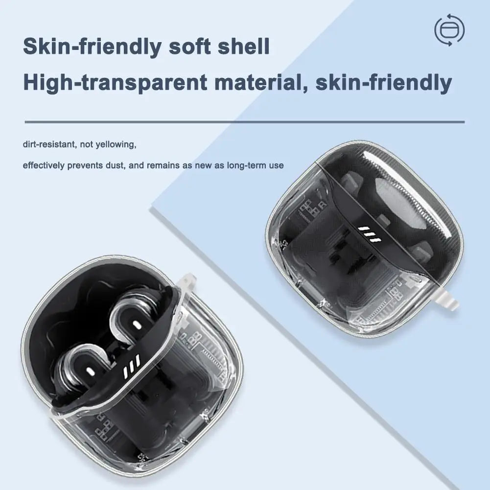Earphone Case For JBL TUNE FLEX2 Transparent TPU Bluetooth Headset Protective Sleeve Soft Rubber Shell Anti-fall Protector Cover