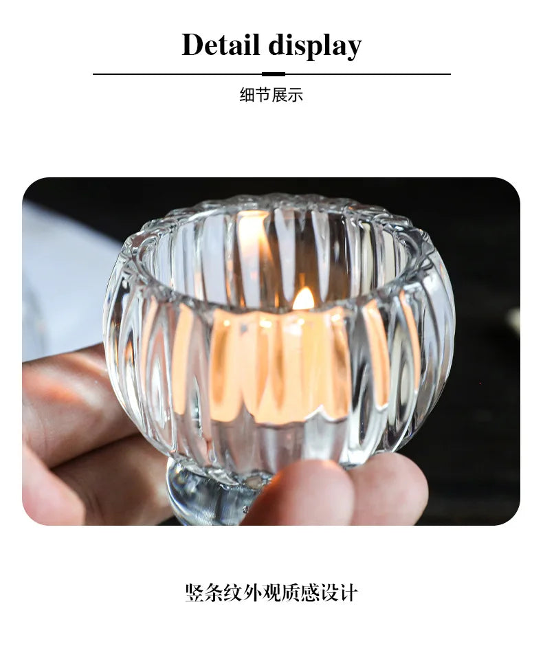 Creative Light Luxury Glass Candlestick European Retro Home Decoration Romantic Bar Skirt Double Use Candle Cup Holder Ornament