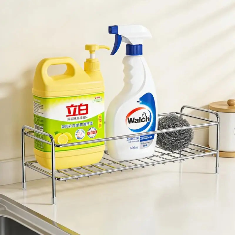 Kitchen Countertop Organizer in Stainless Steel with Dedicated Sponge Holder