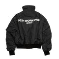 032C black silhouette short wide bomber zip multi pocket jacket