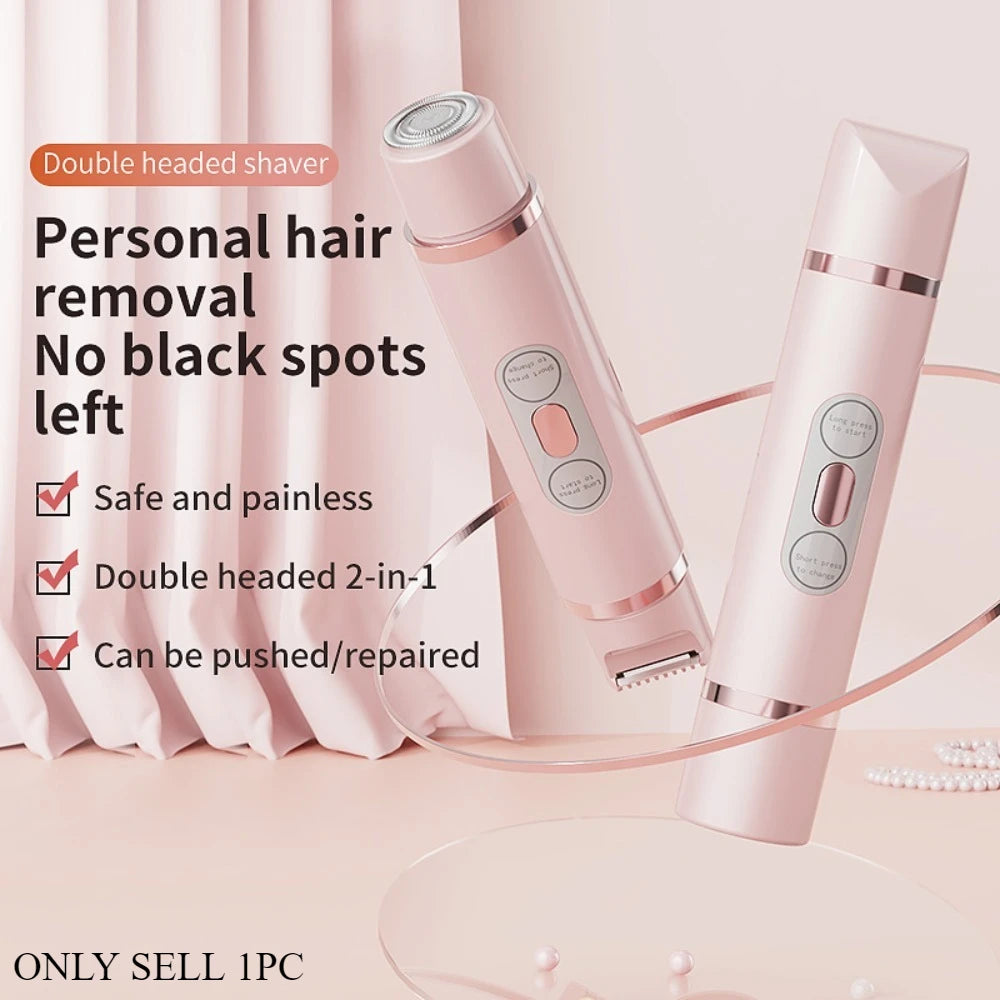 Dual-Head Two-In-One Electric Epilator for Women, Suitable for Private Areas and Full Body, Bikini Care, Wet and Dry Use