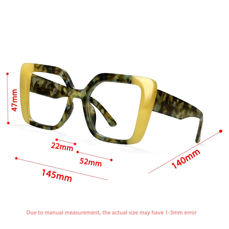R56982 Colorful Large Size Reading Glasses Lady Trend Splicing Color Presbyopic Eyeglass Universal Prescription Spectacles Frame
