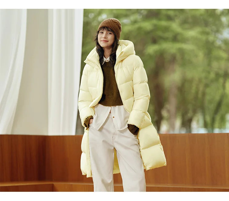 Semir Long Down Jacket Women Waterproof Hooded Coat 2025 Winter New Loose Girls' Jacket Multi-Color Thicken Windbrake Down Coat