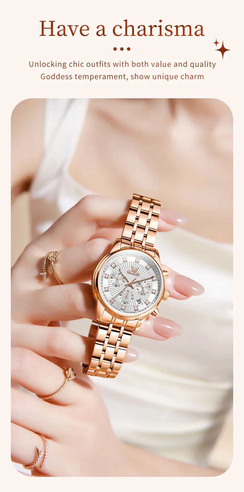 OLEVS 3669 Womens Watch Fashion Brand Waterproof Luminous Multifunctional Chronograph Quartz Watch Date Ladies Watches With Box
