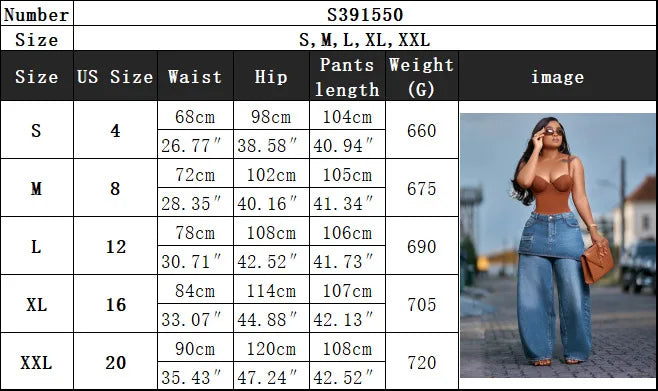 Fashion High Waist Denim Wide Leg Jeans for Women Detachable Skirt Layered Cargo Pocket Streetwear Baggy Jeans Denim Trousers