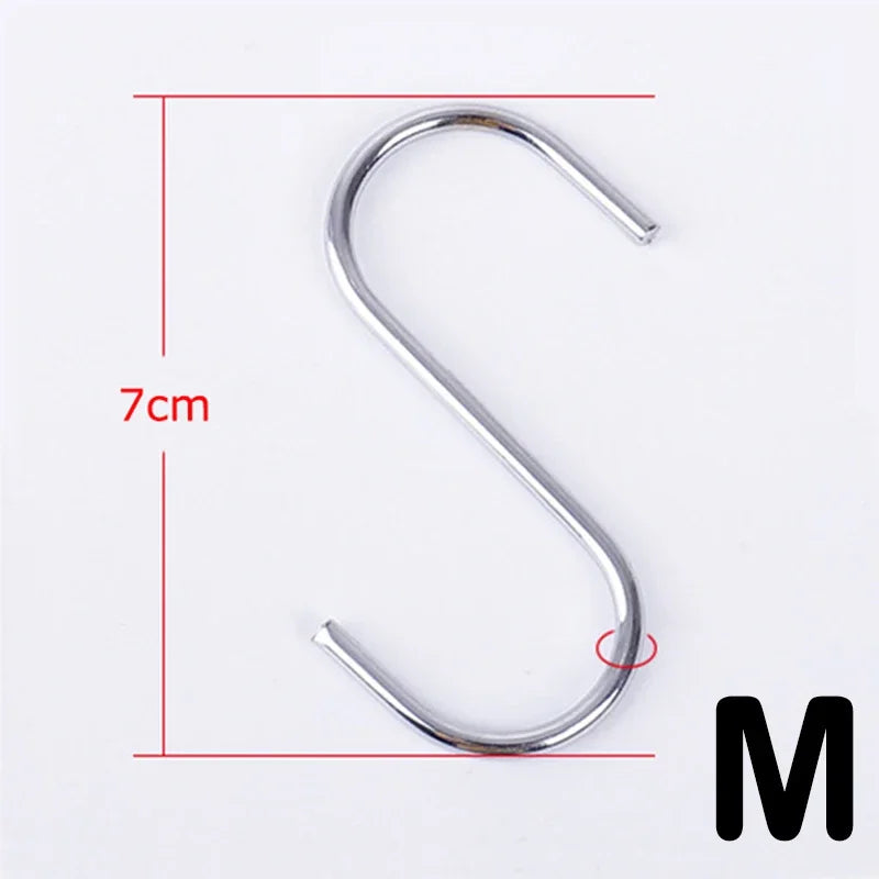 2/10Pcs S-Shape Hook Stainless Steel Clothes Bags Towels Plants Hanging Rack Multi-function Kitchen Bedroom Railing Hanger Hook