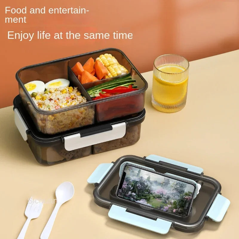 Transparent Lunch Box for Kids Food Storage Container with Lids Leak-Proof Microwave Food Warmer Snacks Bento Box Japanese Style