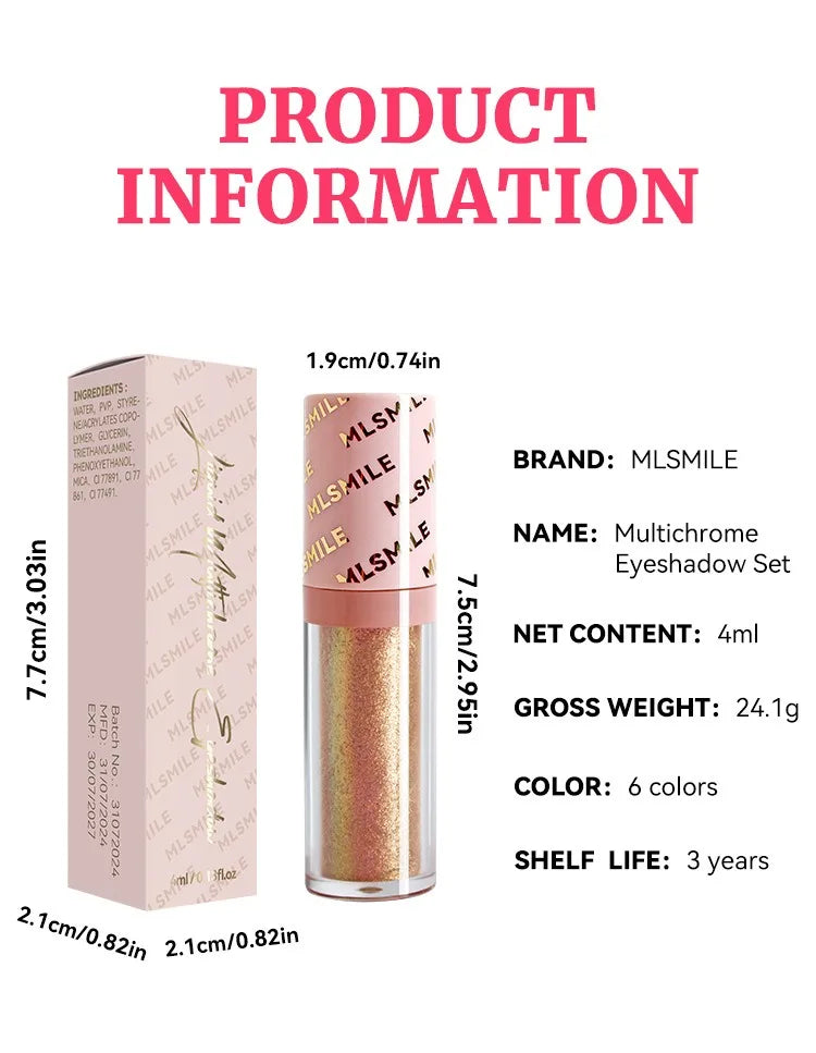 Gold Purple Chameleon Liquid Eyeshadow Pearlescent Fine Shimmer Quick Drying Eye Shadow Polarized Brightening Stage Eye Makeup