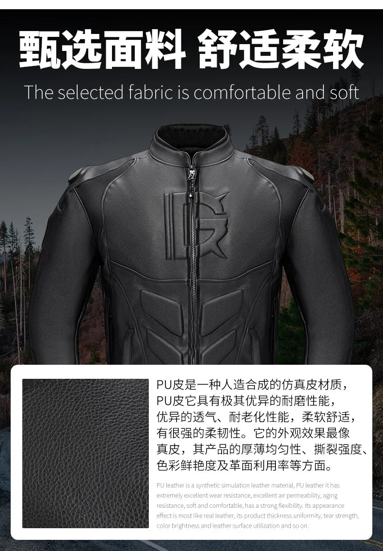 GHOST RACING Winter Motorcycle Jacket Leather Chaqueta Moto Men Waterproof Moto Suit Motorbike Riding Jacket Motocross Jacket