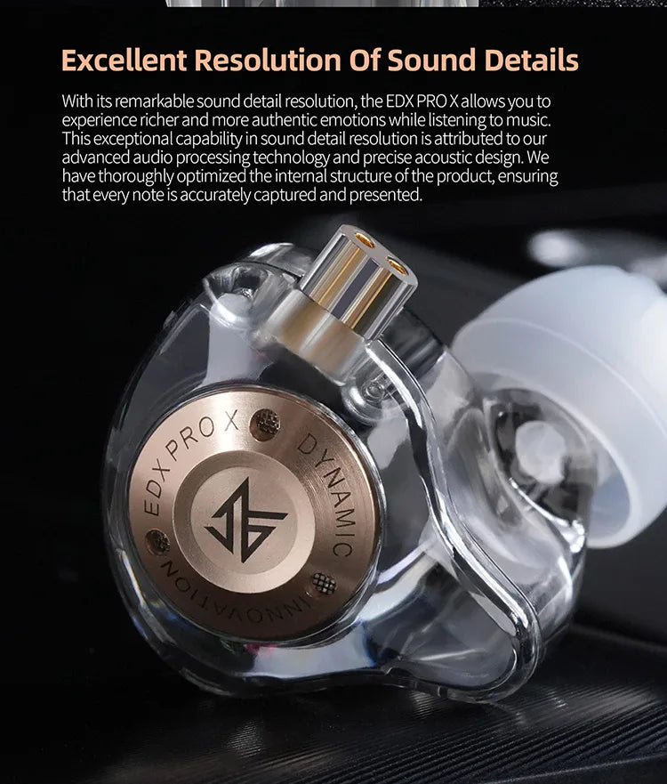 KZ EDX Pro X Single Dynamic Driver In-Ear Monitor Wired Earbuds HiFi Earphone with Detachable Cable