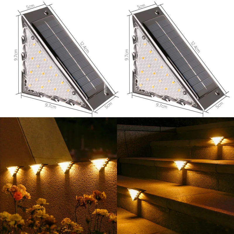 Solar Stair Lights Solar Step Light Outdoor Anti-theft Waterproof IP67 Decor for Garden Stair Deck Front Porch and Patio