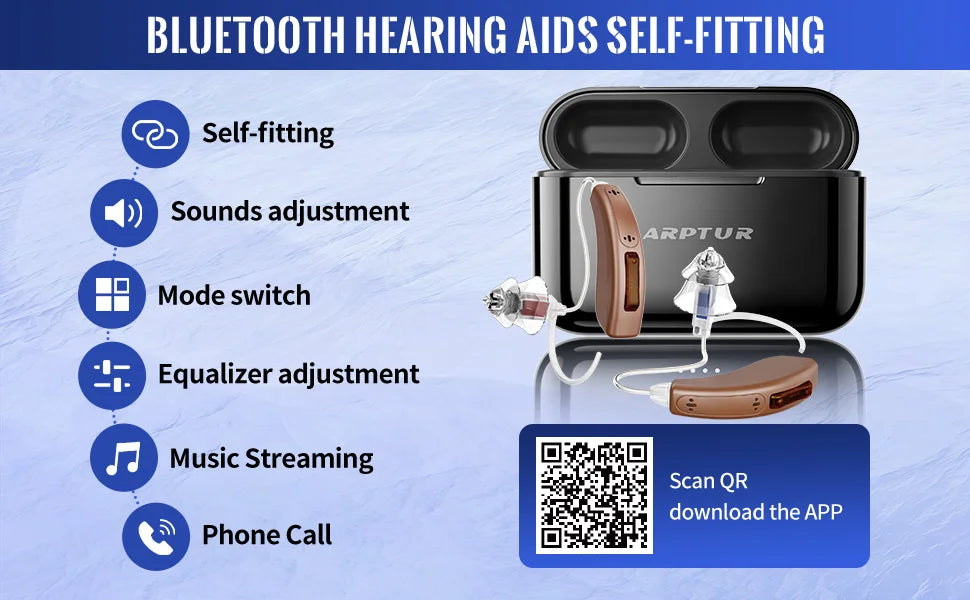 Hearing Aids for Seniors for Rechargeable Noise Cancelling APP Control 3-in-1 Function (Hearing Music Phone) 16 Channels