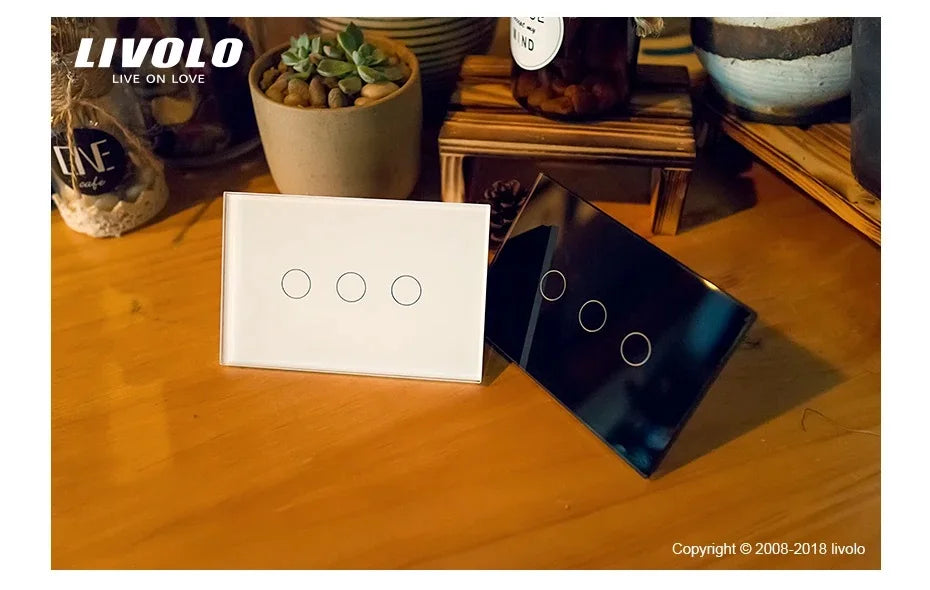 Livolo US/AU Standard Wall Touch Switch Crystal Glass Panel Touch Control Light Switch AC 110~250V/50~60Hz