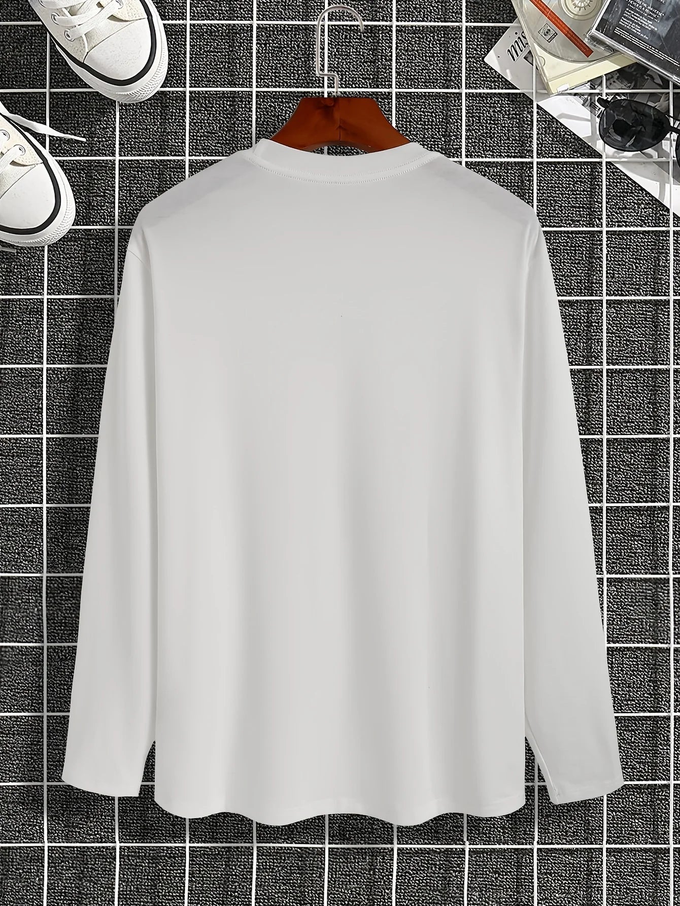Men's 100% pure cotton summer loose comfortable casual  NEW YORK print large round neck  long sleeve T-shirt top