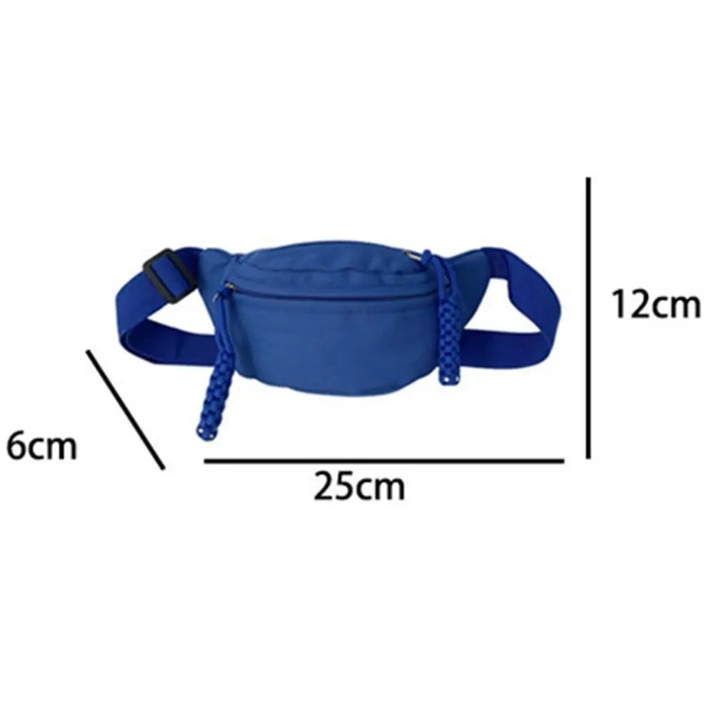 Fashion Canvas Children Bag Solid Color Large Capacity Crossbody Bag Zipper Water Proof Shoulder Bag