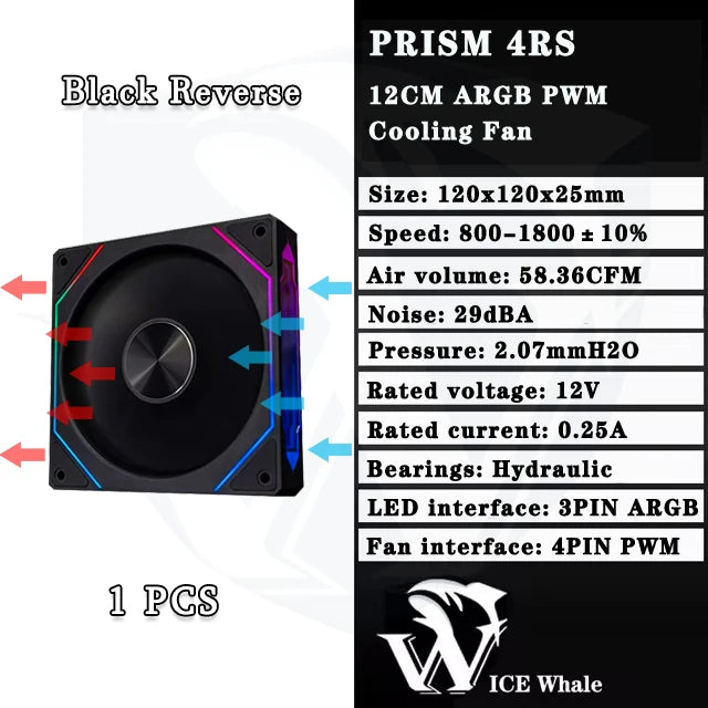 LDPCSJ Prism 4RS 120mm ARGB PC Case Fan with Infinity Mirror Design Motherboard Sync 4PIN PWM CPU Cooler Ventilador